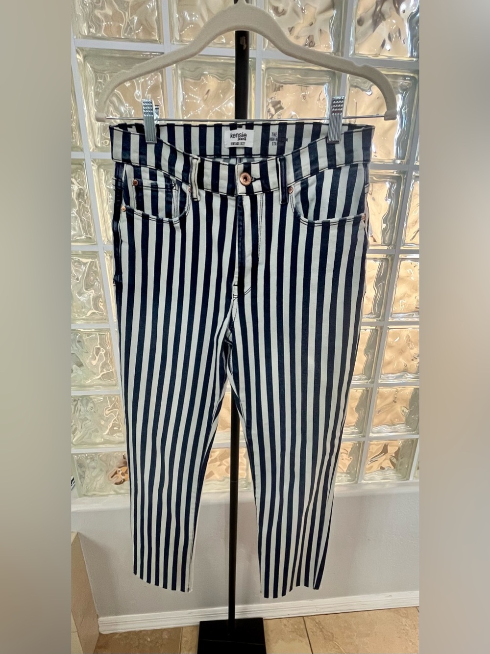 Kensie Jeans Vintage Luxe The Allie High Rise Slim Straight Stripe Jeans size 6